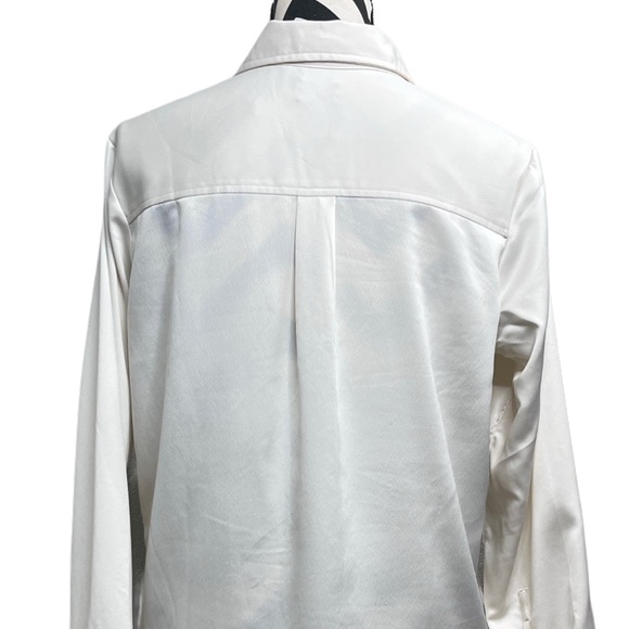 GAP Minimalist Cream Sz S Button Down front Satin Boyfriend Shirt - Picture 5 of 12